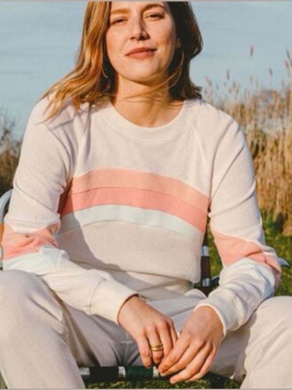 Faherty Molli Crew Sweatshirt “Golden Hour" Size S